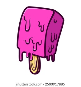 Illustration of ice cream in cartoon style. Design element for logo, label, badge, emblem. Vector illustration