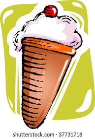 Illustration of ice cream with cherry	