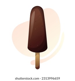 Illustration of ice cream in chocolate on a stick on a white background. sweet food icon concept isolated . flat cartoon style