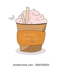 Illustration of ice cream coffe cup