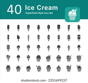 Illustration of Ice Cream Collection design Glyph Icon. Ice Cream Solid Icon Pack. Set of Ice Cream Glyph Icon