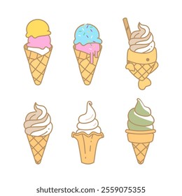 illustration of ice cream with cone icon design