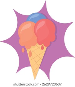 Illustration of an Ice Cream Cone with Scoops