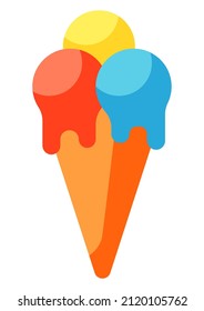 Illustration of ice cream cone. Summer image for holiday or vacation.