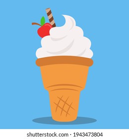 Illustration of ice cream cone vector with flat style