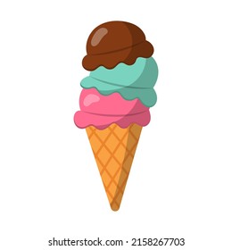 Illustration of an ice cream cone waffle. vector isolated on a white background