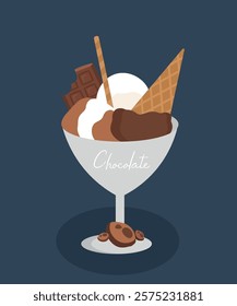 Illustration Ice Cream Corn and Chocolate Bar Taste