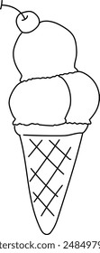 An illustration of a ice cream with distinctive hand drawn lines