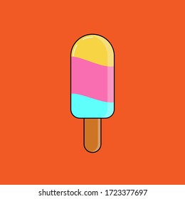 ilustración de helado en un estilo plano sobre el fondo naranja