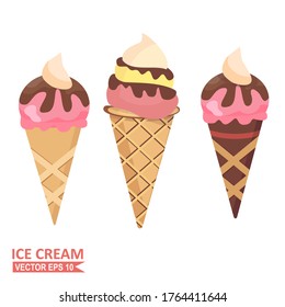 illustration of ice cream in a flat style. summer theme.