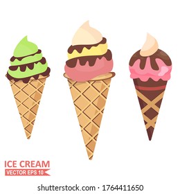 illustration of ice cream in a flat style. summer theme.