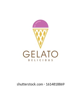 Illustration ice cream gelato modern simple food and drink ice cream logo design