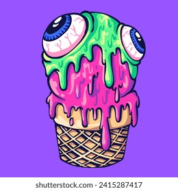 Illustration of ice cream in a  melting style. to design your clothes