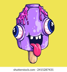 Illustration of ice cream in a  melting style. to design your clothes