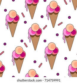 Illustration of ice cream on a flat background. Abstract  seamless pattern