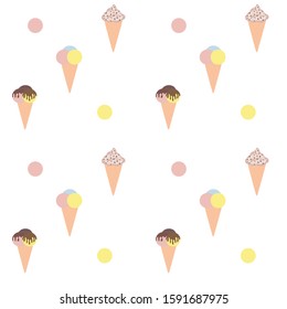 Illustration of Ice cream pattern on white  background . Vector version.