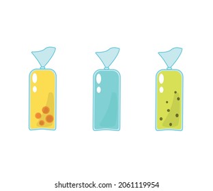 Illustration of ice cream in sachet, vector of different flavors of ice cream