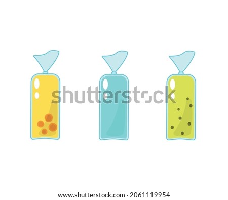 Illustration of ice cream in sachet, vector of different flavors of ice cream