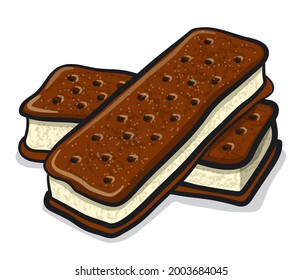 illustration of the ice cream sandwiches on white background