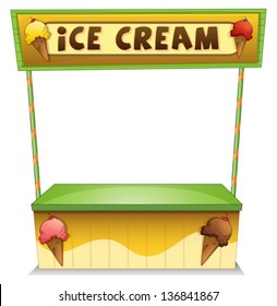 Illustration an ice cream stand white background