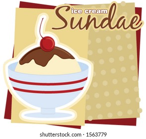 Illustration Of An Ice Cream Sundae Sign.