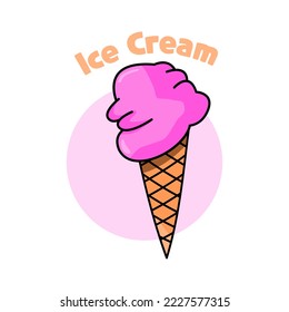 illustration of an ice cream, sweet ice cream for children, strawberry flavored ice cream