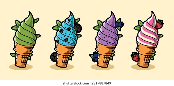 illustration of ice cream with a variety of flavors