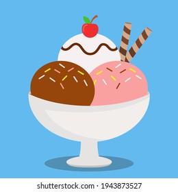 Illustration of ice cream vector with flat style