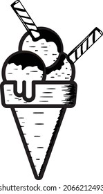 Ilustración del vector del helado.
Ideal para comer y beber, café o restaurante.