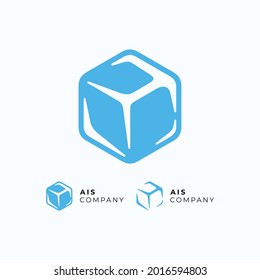 Illustration Of Ice Cube Logo Design Vector With Hexagonal Shape