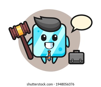 Illustration of ice cube mascot as a lawyer, cute style design for t shirt, sticker, logo element