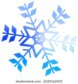 Ilustración de copos de hielo, nieve, tonos azules y azules degradados, identidad de invierno, celebrar la temporada navideña.