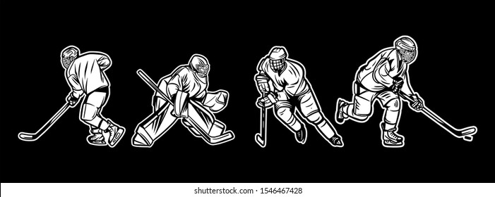 illustration of ice hockey player black and white pack