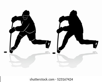 illustration of a ice hockey player . black and white drawing, white background