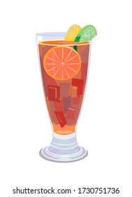 Illustration of ice tea. Cold drink.