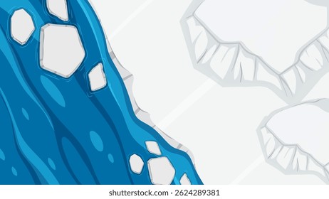 Illustration of ice and water from above