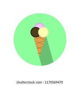 The illustration of an ice-cream with green background and shadow.