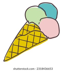 Illustration of an icecream. Hand drawn style.Vector illustration EPS10