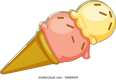 Ilustración de un helado sobre fondo blanco