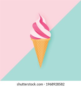 ILLUSTRATION OF AN ICE-CREAM PINK AND BLUE.