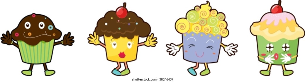 illustration of icecreams on white