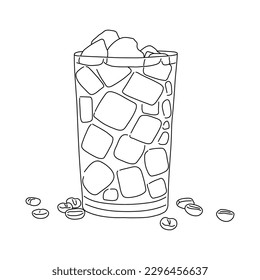 Illustration vereisten Kaffee mit Kaffeebohnen. Vektorgrafik.