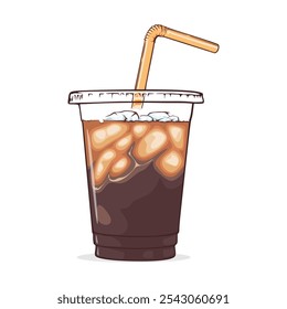 Illustration of iced coffee with straw