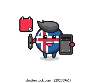 Illustration of iceland flag mascot as a graphic designer , cute design