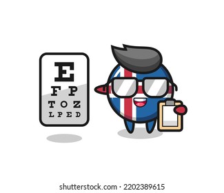 Illustration of iceland flag mascot as an ophthalmology , cute design