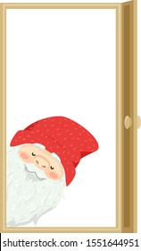 Illustration of an Icelandic Yule Lad Sniffing for Leaf Bread Through an Open Door