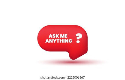 illustration icon 3d red ask me anything lettering your blog 3d vector icon. Cartoon minimal style.