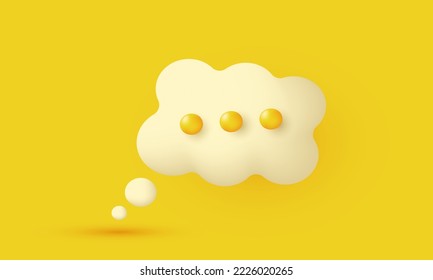 Illustrationssymbol 3D-Sprach-Cloud-Chat einzeln auf gelbem Hintergrund.Cartoon minimaler Stil.