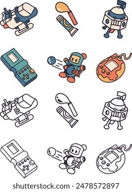 illustration icon 90s children's toys vector