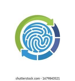 Illustration icon with access system concept with fingerprint sensor.